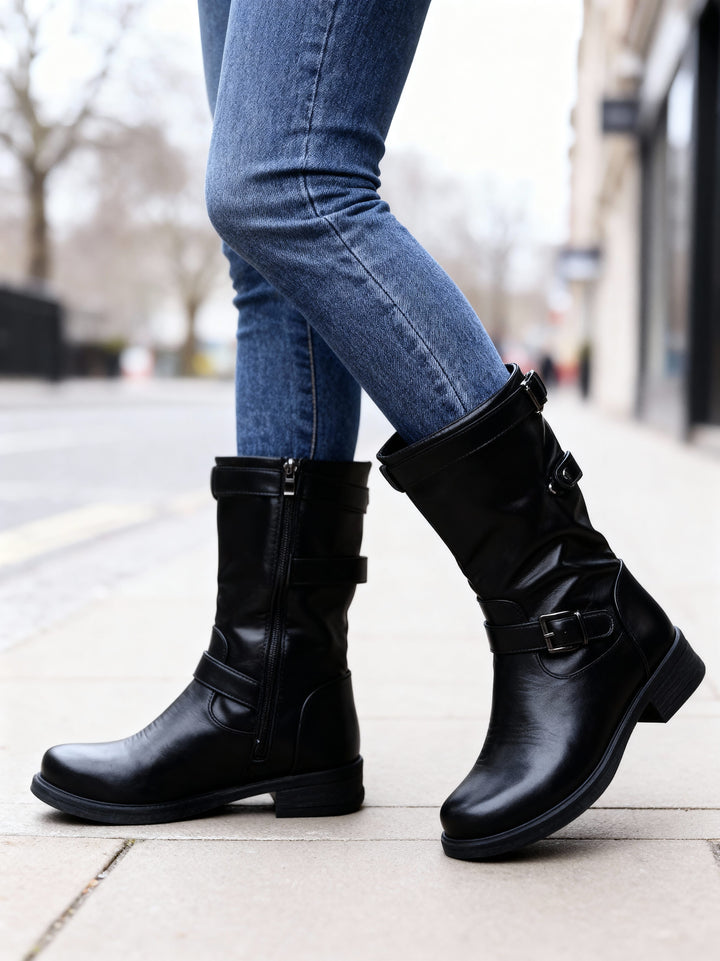 Rosetta | Buckle-Detail Biker Boots
