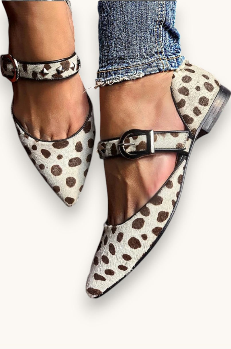 Delia | Pointed Ankle-Strap Flats