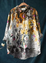 Felicity | Artistic Dog Print Casual Blouse