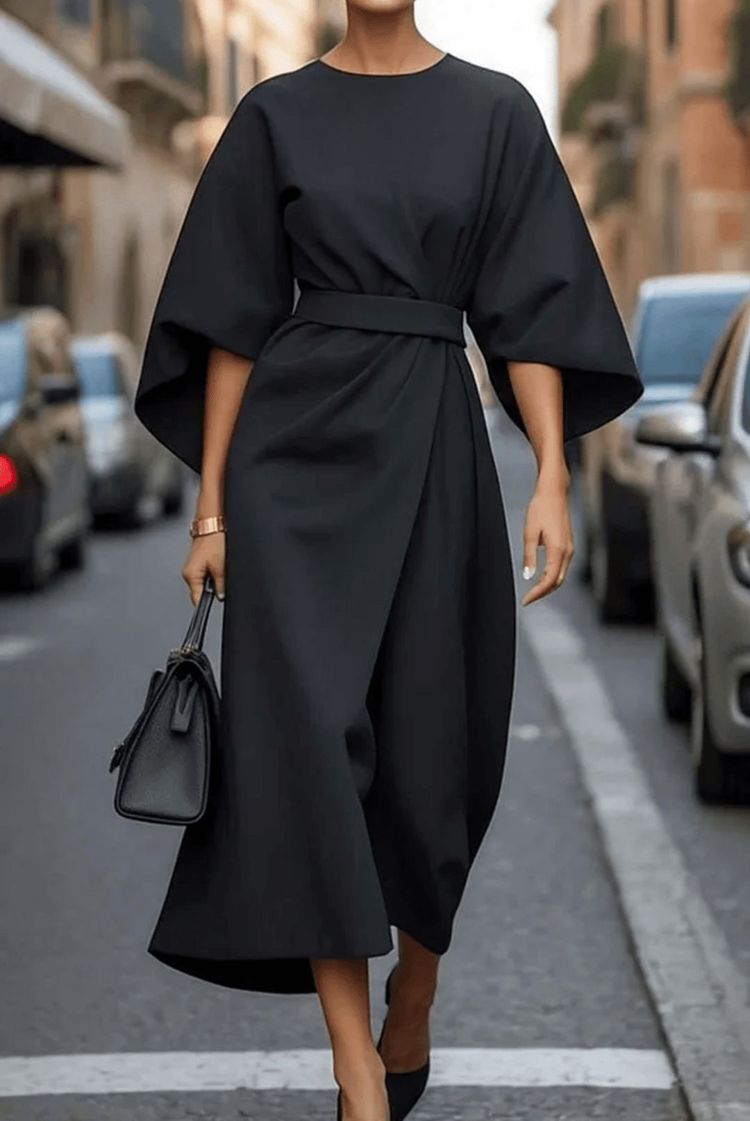 Rebecca | Elegant Belted Midi Dress