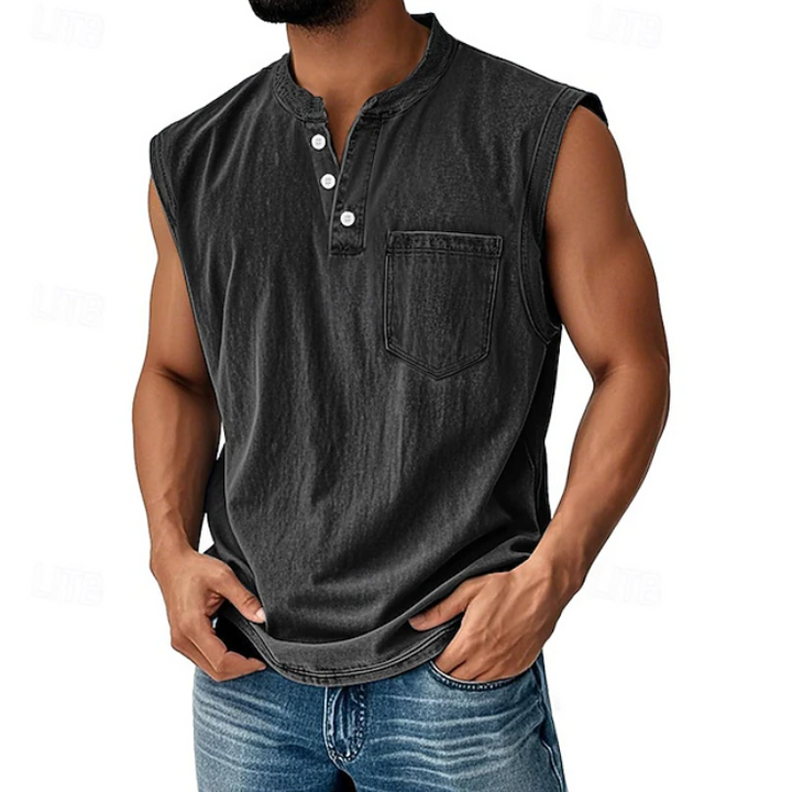 Grady | Relaxed Sleeveless Henley Tank