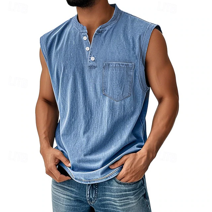 Grady | Relaxed Sleeveless Henley Tank