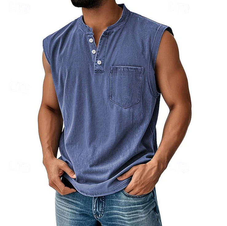 Grady | Relaxed Sleeveless Henley Tank