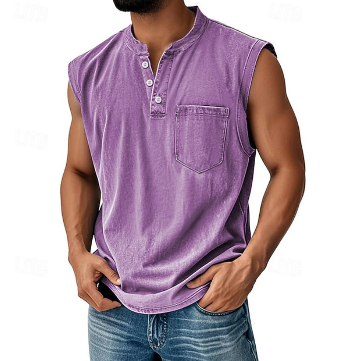 Grady | Relaxed Sleeveless Henley Tank