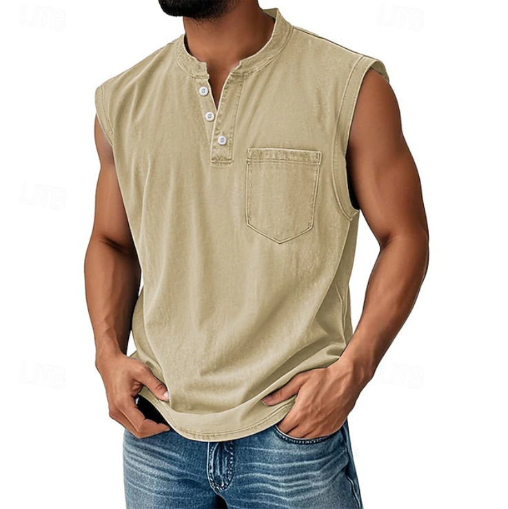 Grady | Relaxed Sleeveless Henley Tank