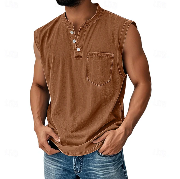 Grady | Relaxed Sleeveless Henley Tank