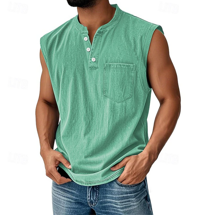 Grady | Relaxed Sleeveless Henley Tank