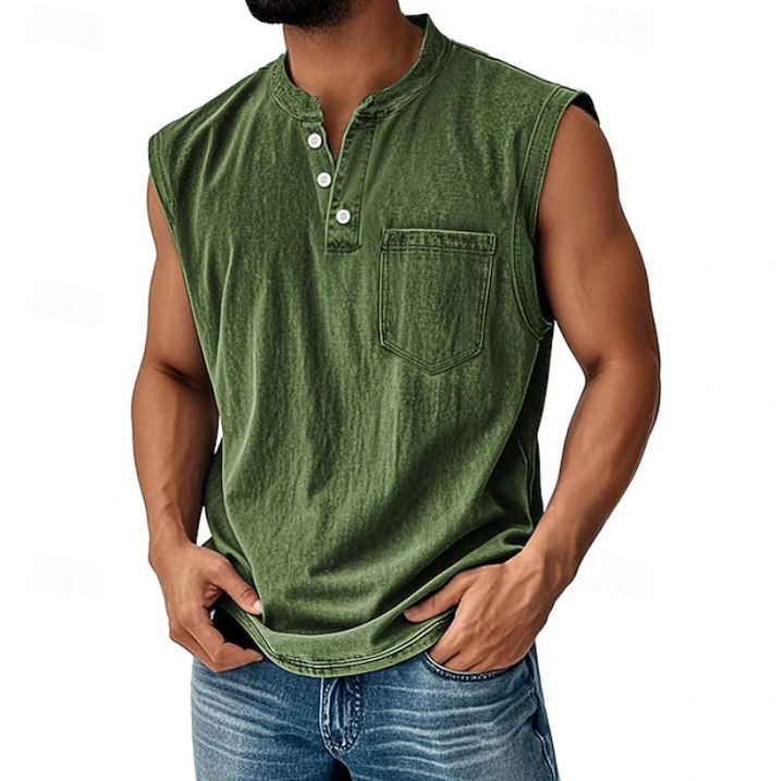 Grady | Relaxed Sleeveless Henley Tank