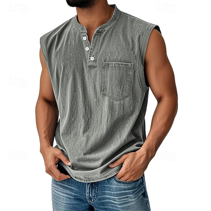 Grady | Relaxed Sleeveless Henley Tank
