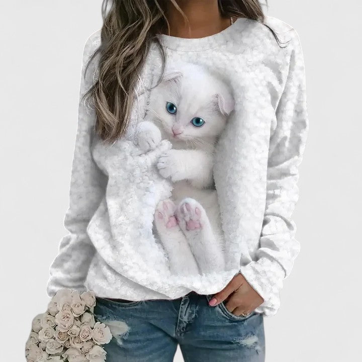 Gwendolyn | Cosy Cat-Print Sweatshirt
