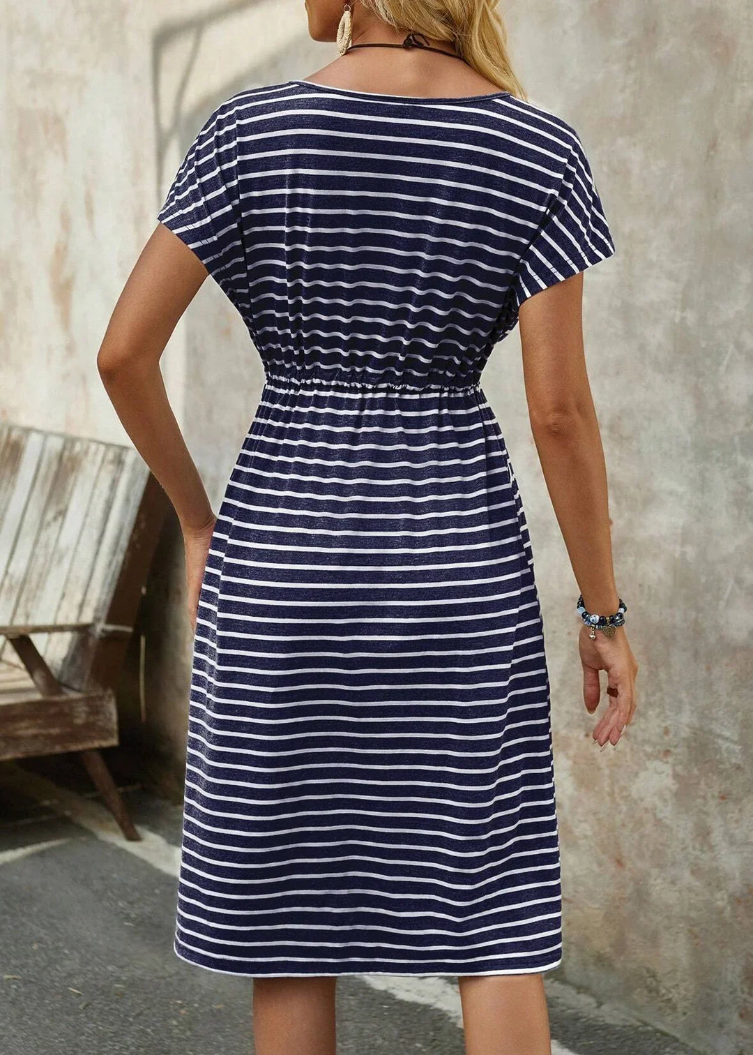 Adalyn | Striped Tie-Waist Midi Dress