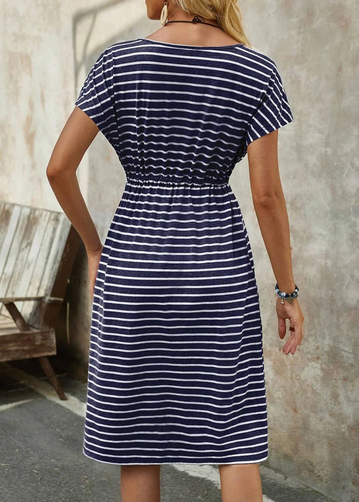 Adalyn | Striped Tie-Waist Midi Dress