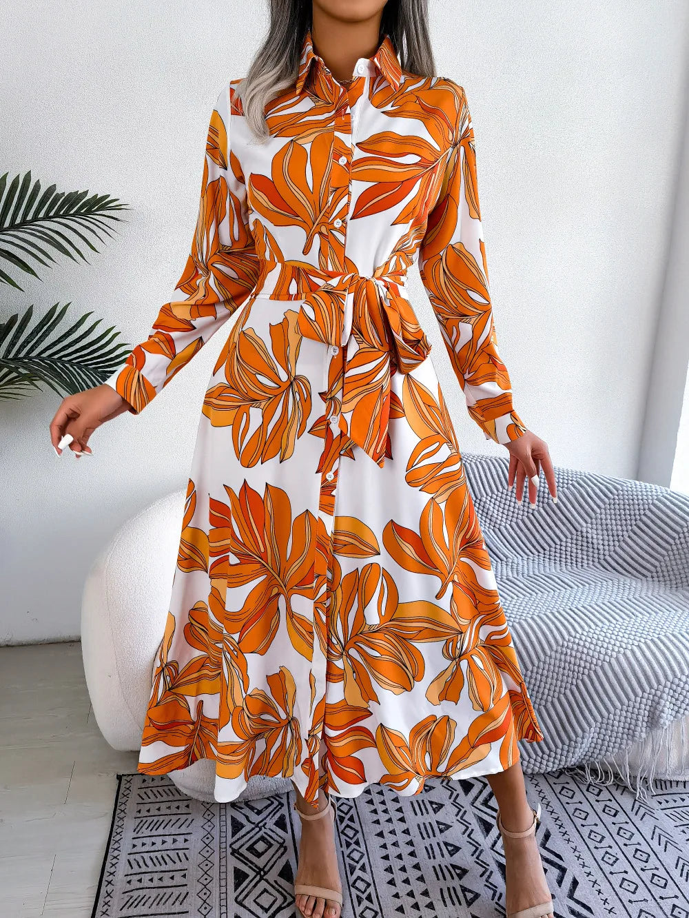 Julia | Botanical Print Shirt Dress