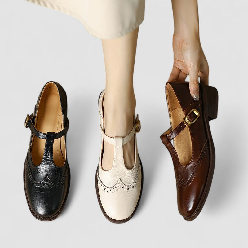 Elsa | T-Bar Brogue Flats