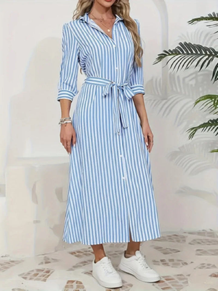 Hattie | Striped Button-Front Midi Dress