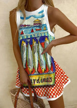 Nerissa | Seaside-Print Sleeveless Dress