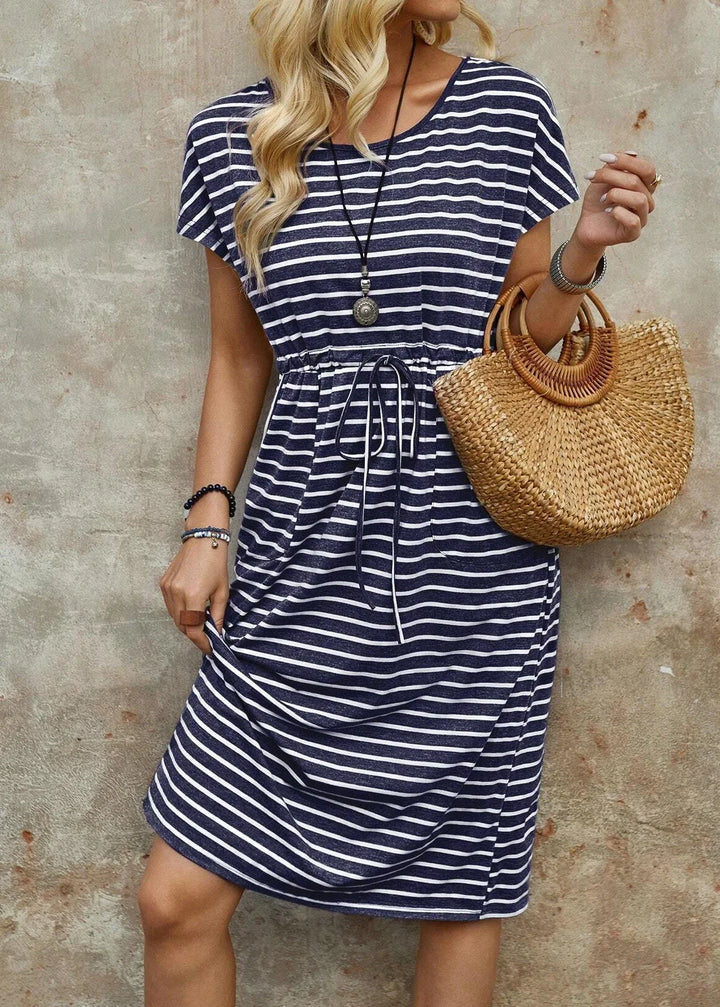 Adalyn | Striped Tie-Waist Midi Dress