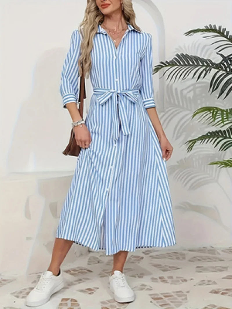 Hattie | Striped Button-Front Midi Dress