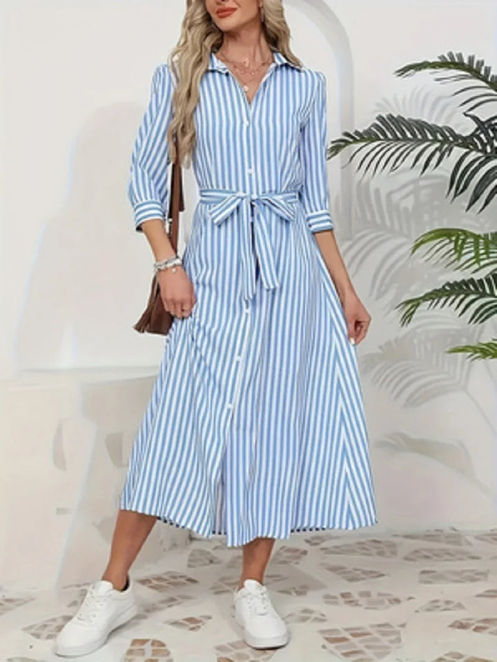 Hattie | Striped Button-Front Midi Dress