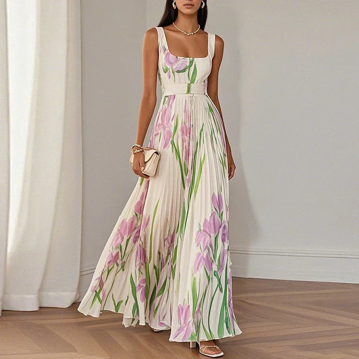 Ariadne | Floral Pleated Maxi Dress