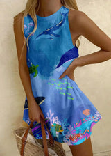 Mallory | Ocean-Print Sleeveless Dress