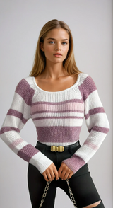 Sienna | Striped Ribbed Knit Sweater