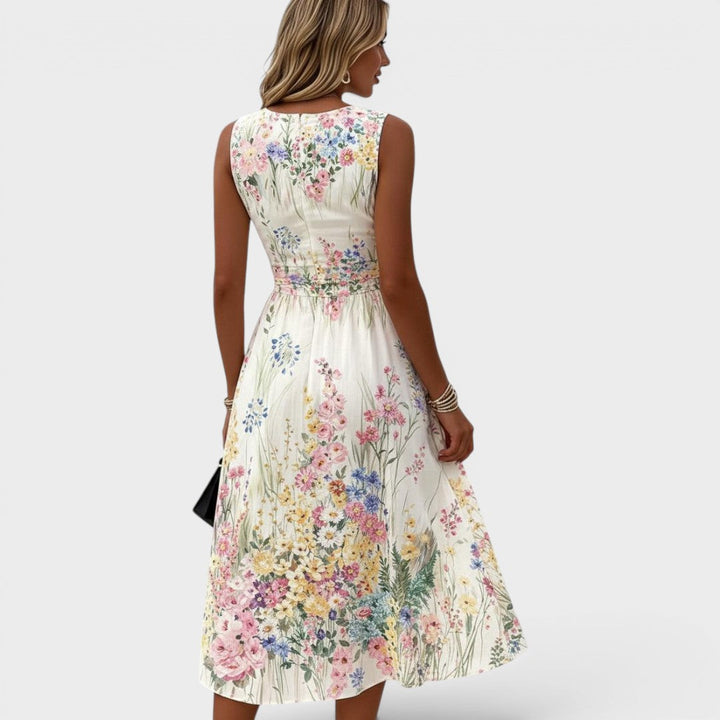 Priscilla | Sleeveless Floral Midi Dress