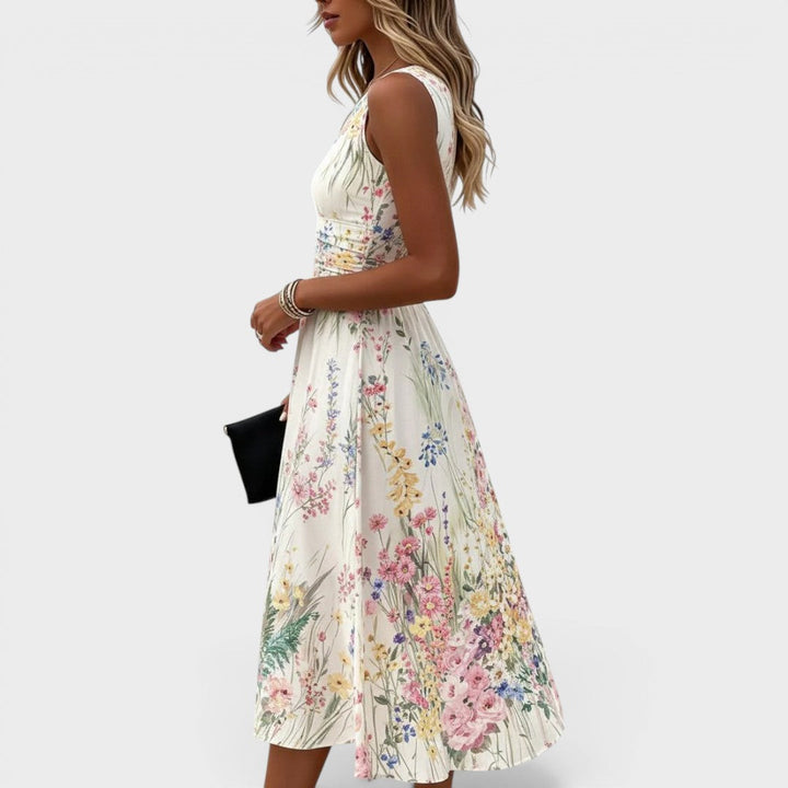 Priscilla | Sleeveless Floral Midi Dress