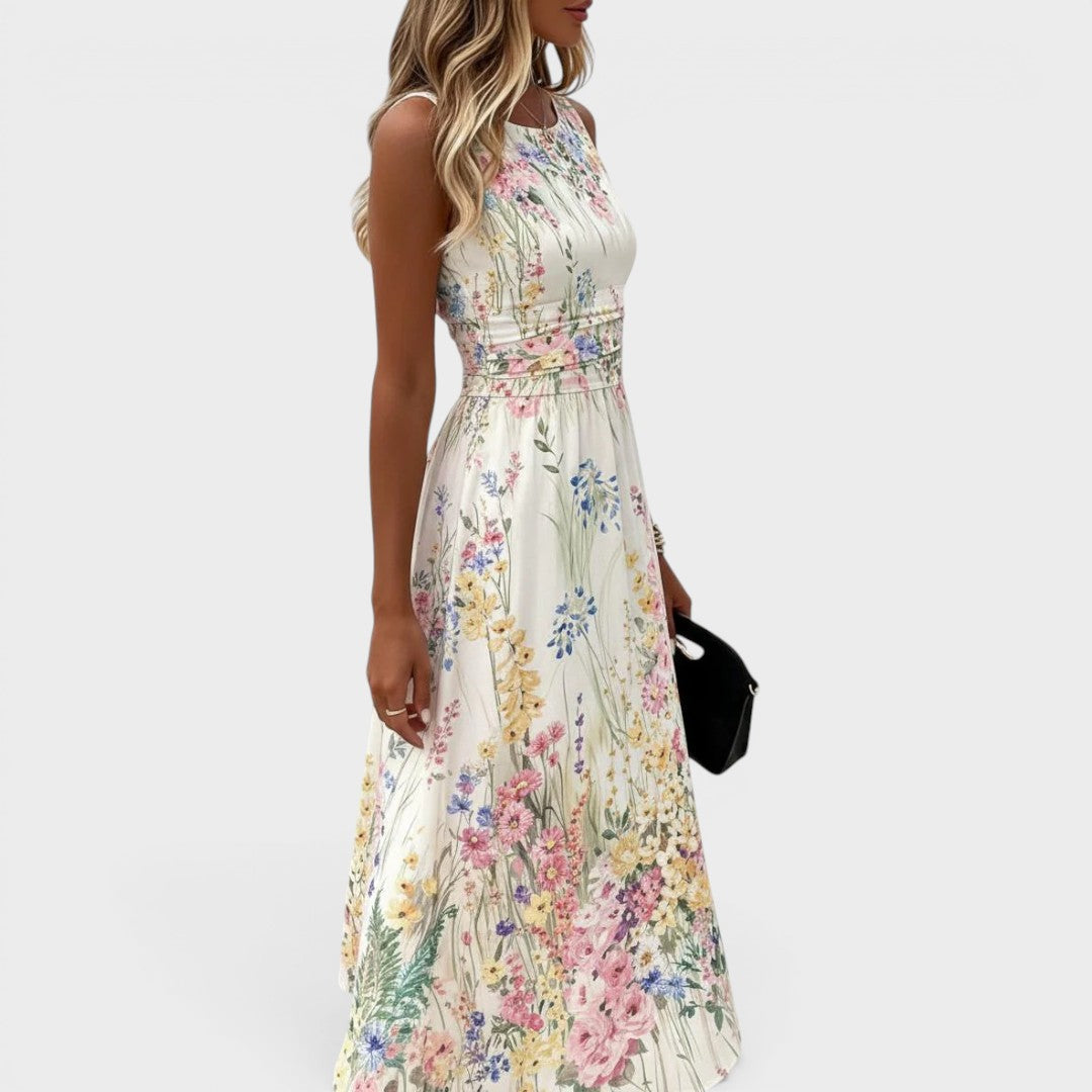 Priscilla | Sleeveless Floral Midi Dress