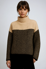 Adaline | Chevron High-Neck Sweater