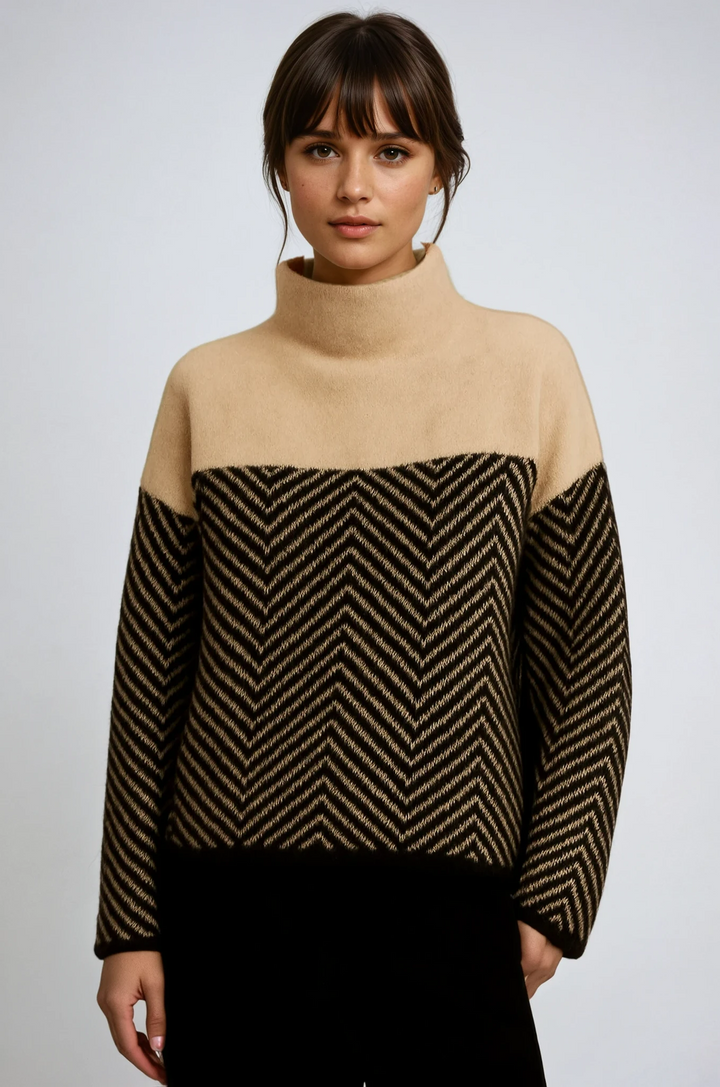 Adaline | Chevron High-Neck Sweater