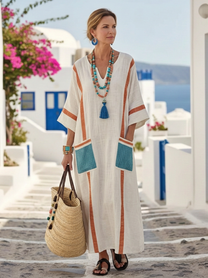 Eliana | Relaxed V-Neck Maxi Dress