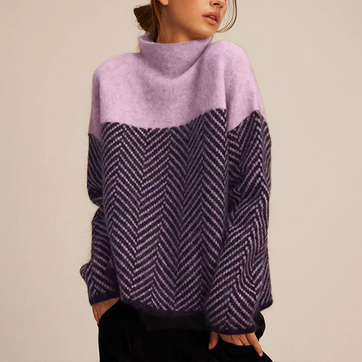 Adaline | Chevron High-Neck Sweater