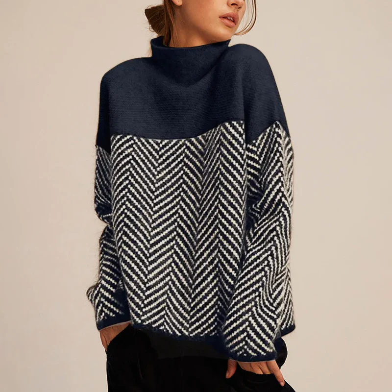 Adaline | Chevron High-Neck Sweater