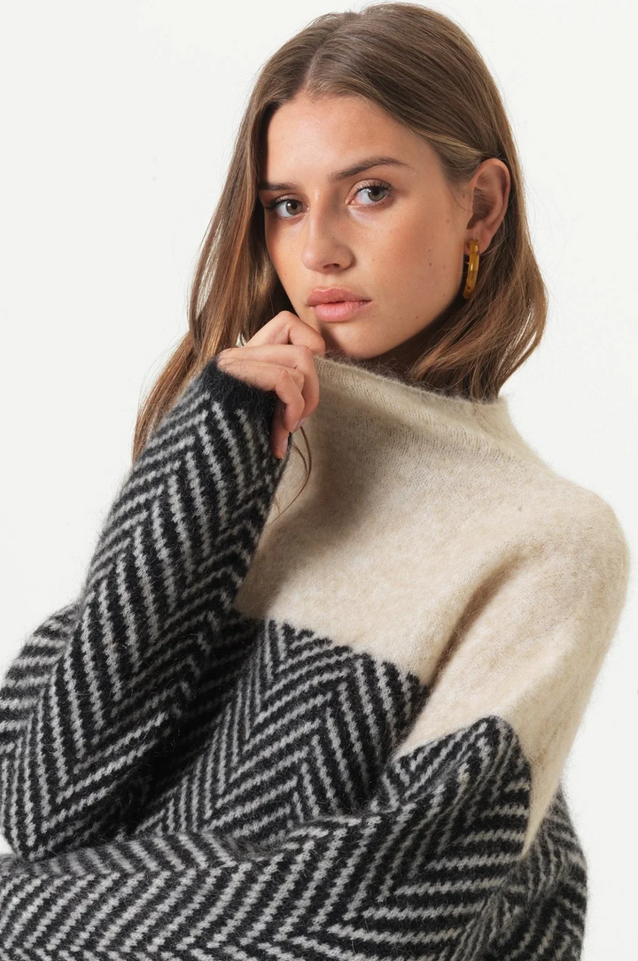 Adaline | Chevron High-Neck Sweater
