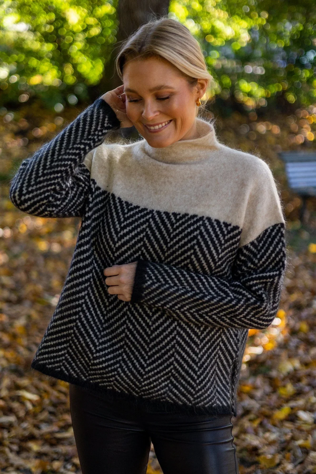 Adaline | Chevron High-Neck Sweater