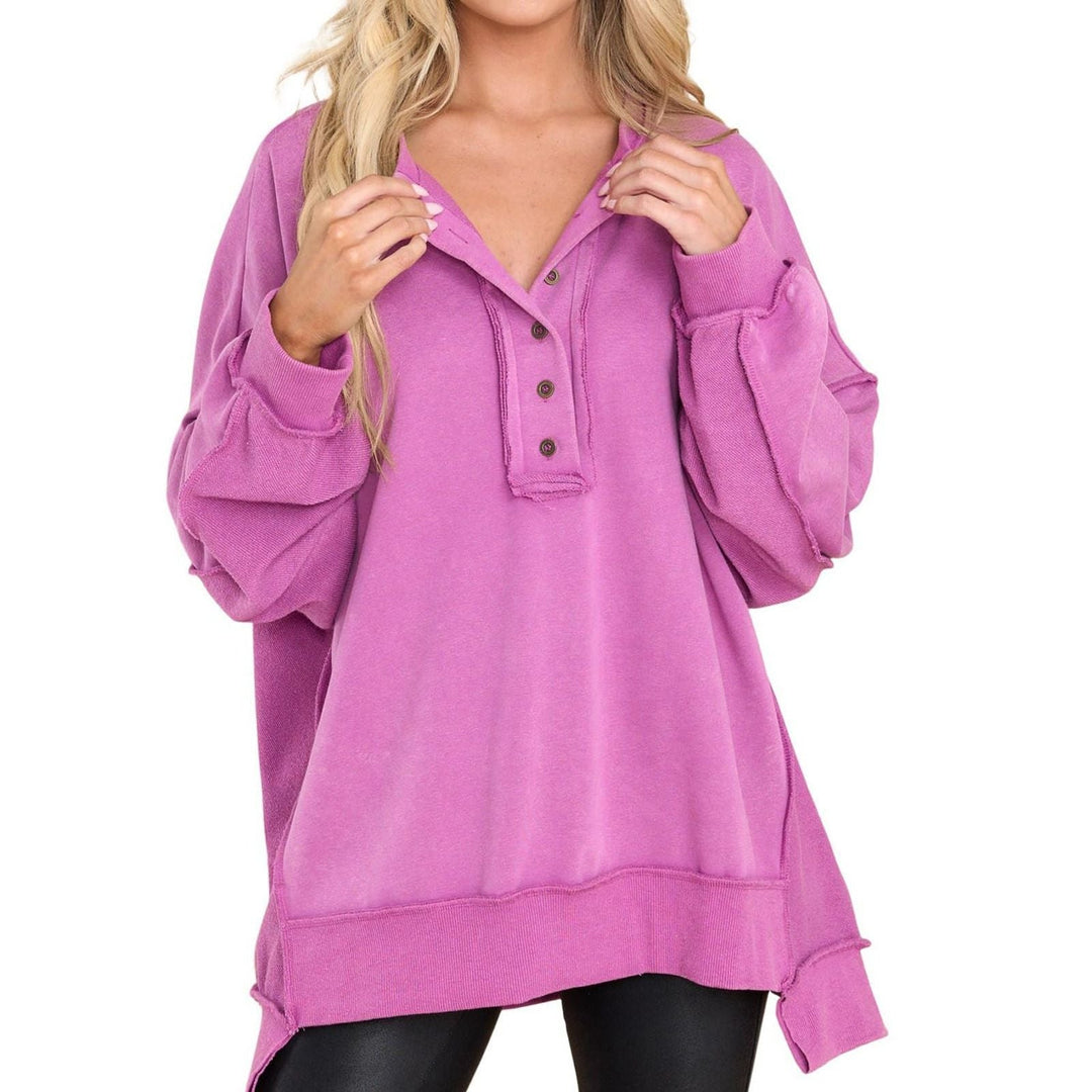 Jocelyn | Relaxed Button-Neck Sweatshirt