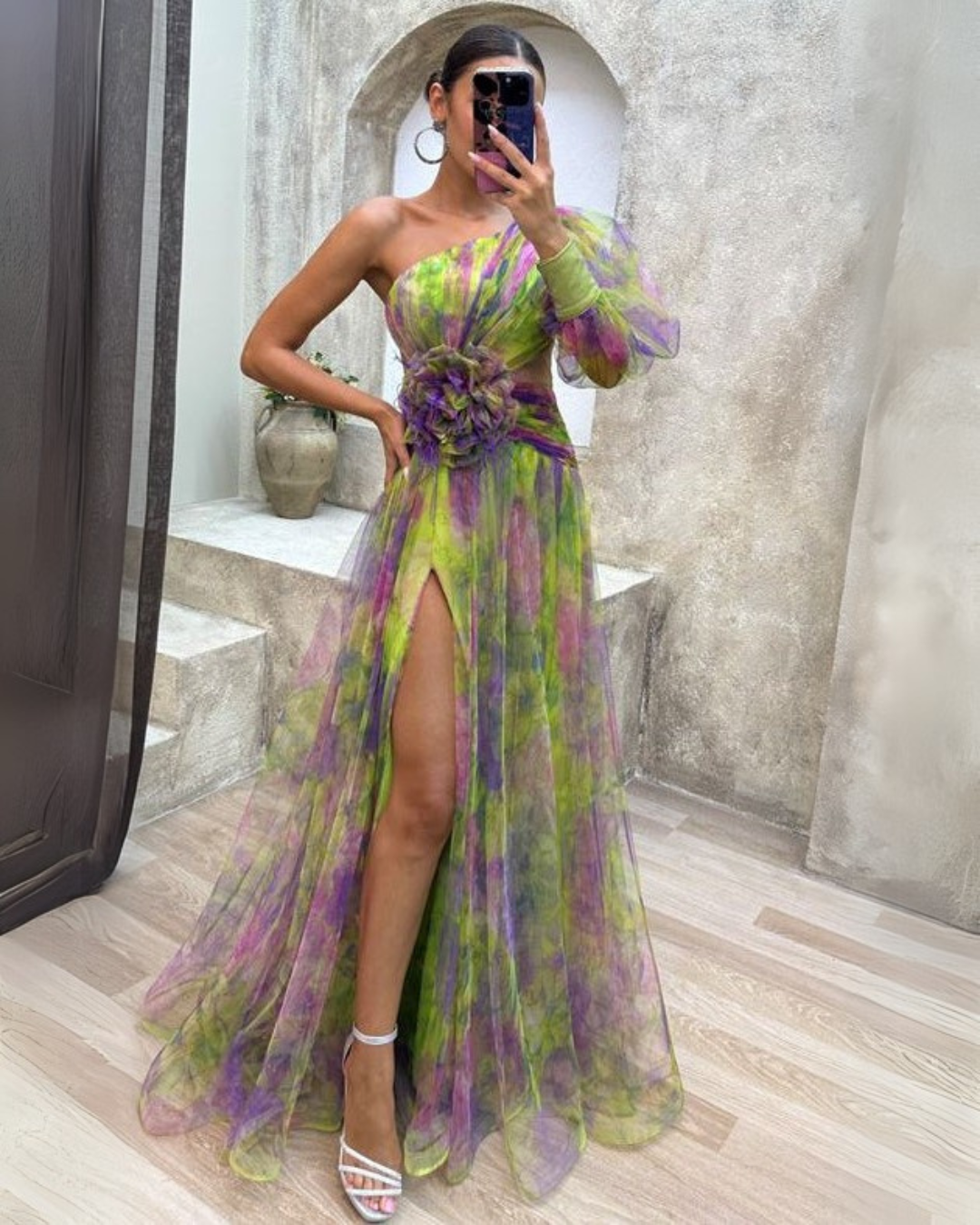 Elodie | One-Shoulder Floral Gown