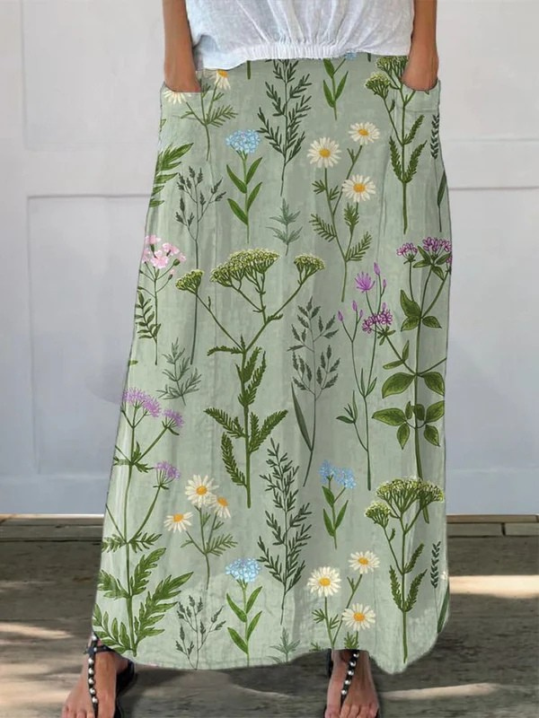 Marnie | Botanical Print Pocket Skirt