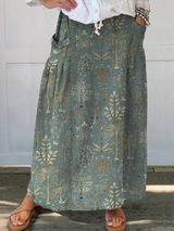 Maura | Botanical Print Maxi Skirt