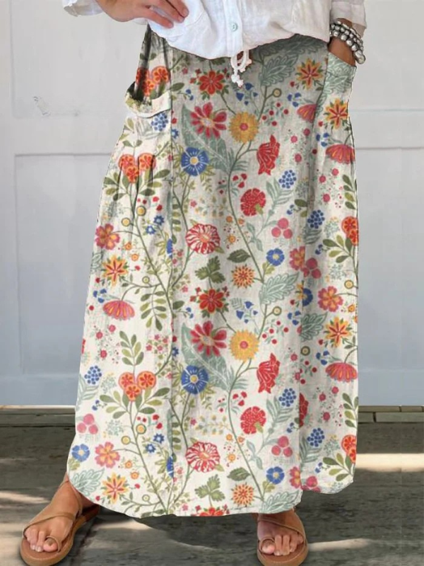 Alice | Floral Elastic-Waist Skirt
