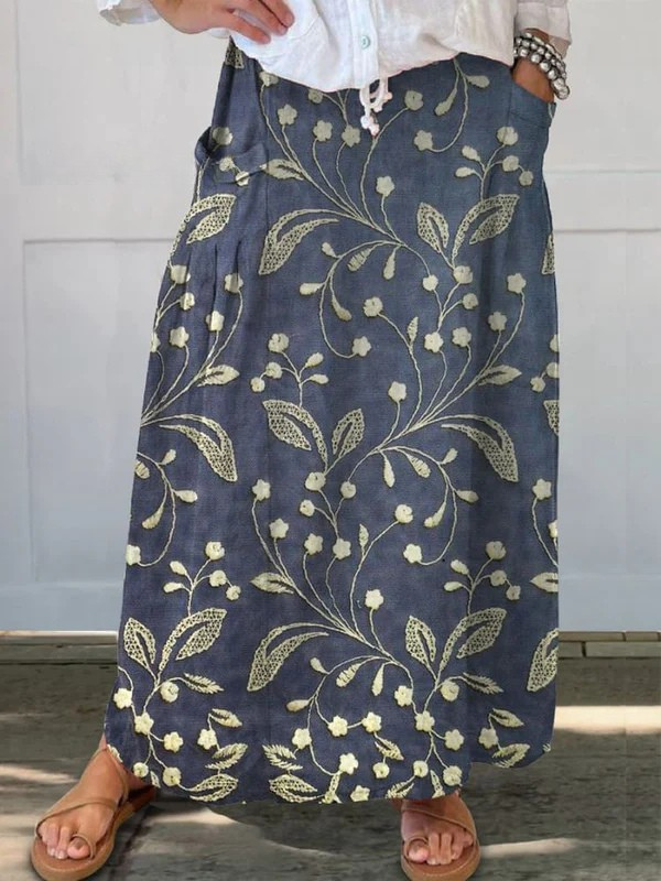 Mirabelle | Floral Elastic-Waist Pocket Skirt