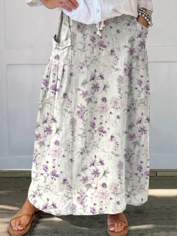 Miriam | Floral Elastic-Waist Maxi Skirt