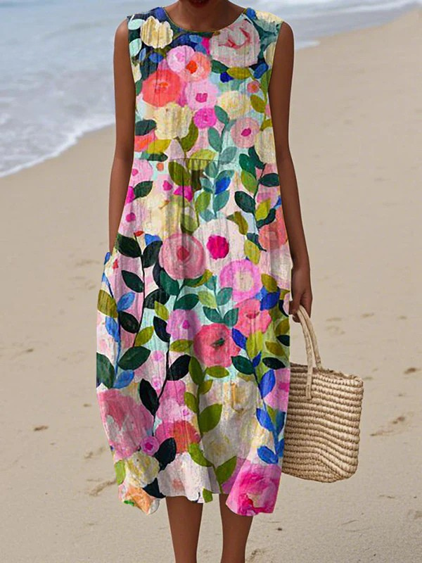 Rosalind | Graceful Sleeveless Floral Midi Dress