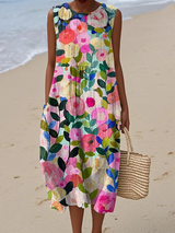 Rosalind | Graceful Sleeveless Floral Midi Dress