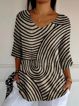 Belinda | Swirl-Print V-Neck Top