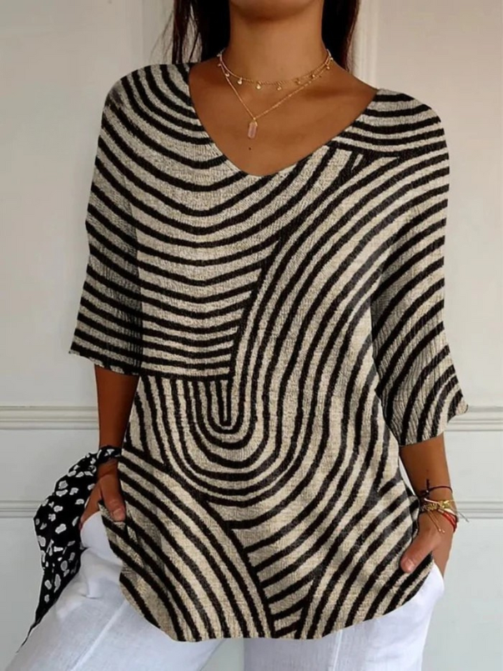 Belinda | Swirl-Print V-Neck Top