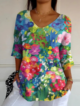 Flora | Painterly Floral V-Neck Top