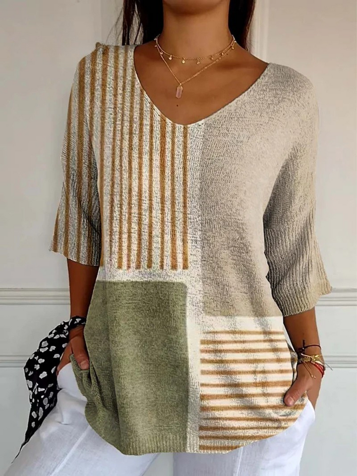 Cleo | Colour-Block V-Neck Jumper