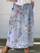 Delphinia | Floral Print Pocket Maxi Skirt